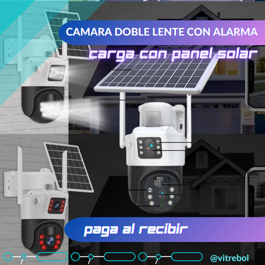 Cámara de Seguridad - Con Doble lente - Carga mediante panel solar. 4K