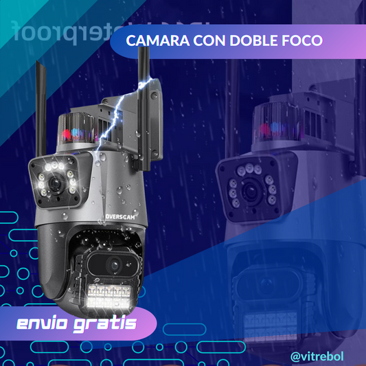 Camara Robotica Doble Gira 360 ° - Visión nocturna, alarma y micrófono integrado.