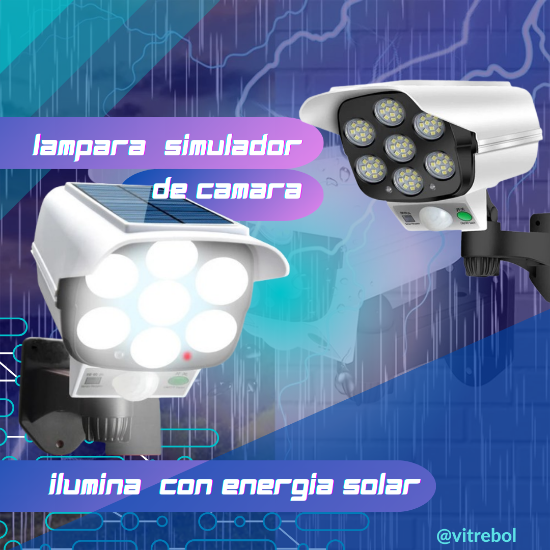 LAMPARA  CON CARGA SOLAR  - SIMULADOR DE CAMARA DE SEGURIDAD