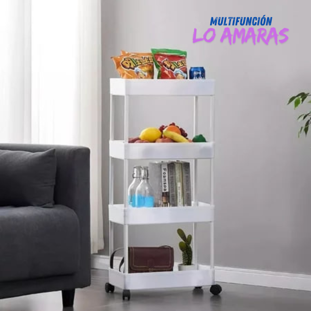 Práctico organizador de 4 niveles - Perfecto para tus accesorios, libros, productos de cocina y más