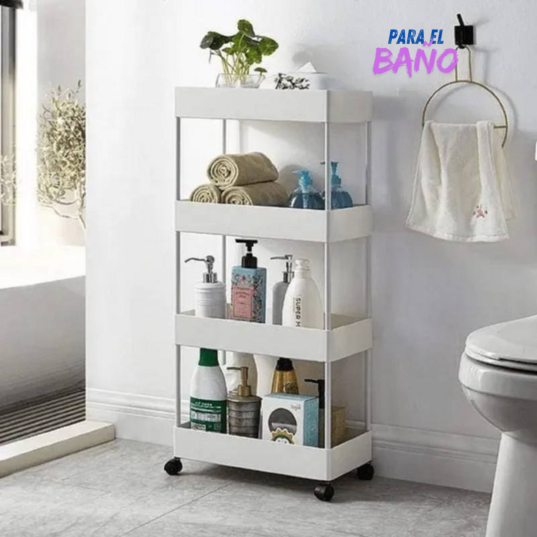 Práctico organizador de 4 niveles - Perfecto para tus accesorios, libros, productos de cocina y más