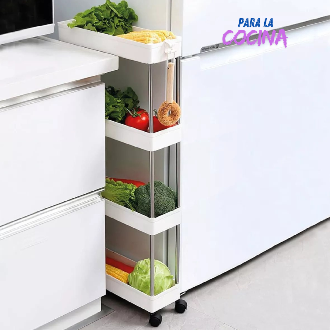 Práctico organizador de 4 niveles - Perfecto para tus accesorios, libros, productos de cocina y más